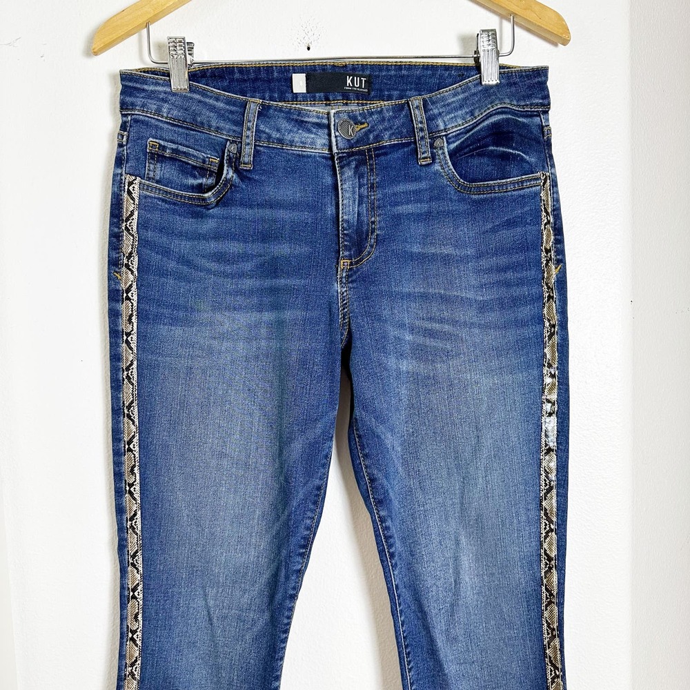 Kut from the Kloth Jeans Snake Print Side Stripe Ankle Skinny sz 8 - Picture 4 of 9